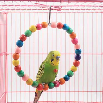 1TK Papagoi Ring Kiik Lind Asjade Bead Disain Värvikas naturaalsest Puidust Papagoi Närida Mänguasi Lind Kasuks Ahven Mänguasi Rippuvad Kiiged
