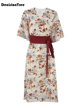 2021 jaapani kimono kleit naiste paranenud kimono mujer yukata jaapan kleit lille v kaelus kleit kimono lady trükitud kleit obi