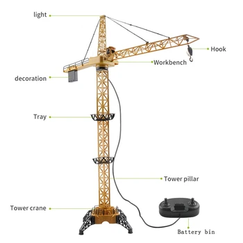 Kaugjuhtimispult Crawler Crane Mänguasi Lastele Poomise Tower Kraana koos Töötavad Tower Light Reguleeritav Kõrgus 128CM