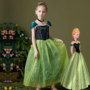 Disney Printsess Anna Tüdrukute Kleit Osaline Kostüüm Halloween Cosplay Kleit üles Sünnipäeva Uhke Lume Kuninganna Kleit Tüdrukute Riided