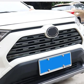 Toyota RAV4 2019 2020 Roostevabast Terasest Carbon Fiber Ilme Ees Ülemiste Center Iluvõre Grill Riba Vormimise Sisekujundus Viimistlus