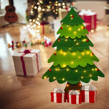 Tundsin Jõulupuu DIY Pehme Christmas Tree Kaunistused Ja String Valgus Christma Kaunistused Lapsed Mänguasjad Jõuluvana Xmas Tree