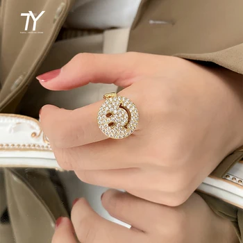 2021 Uus Särav Loominguline Naeratus Näo Modelleerimine Kuldne Avatud rõngad Naine, Mood Ring Ehted Lepinguosalise Luksus Sexy Girl ' s Ring