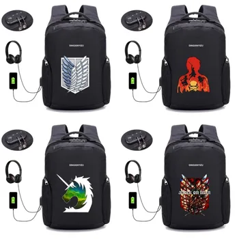 Anime Rünnak Titans seljakott laadimine USB seljakott õpilane Kooli Seljakott Teismelised Sülearvuti kott Anti-varguse Kotid 14 stiil