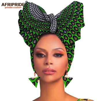 Aafrika headwraps+earings 2 töö komplekti naistele aafrika pea sall ankara traditsiooniline headtie sall turban AFRIPRIDE A19H007