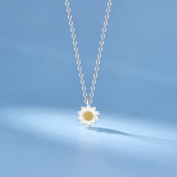 LEKANI 925 Sterling Silver Lill Ripats Kaelakee Naiste Väike Chrysanthemum Kett Vabaaja Sportlik Stiil, Moe-Kaelakee