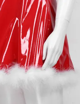 Naiste Proua Jõuluvana Kostüüm Jõulud Kostüüm Väljas Pool Cosplay Clubwear Valge Sulg Sisekujundus-line Kleit Müts