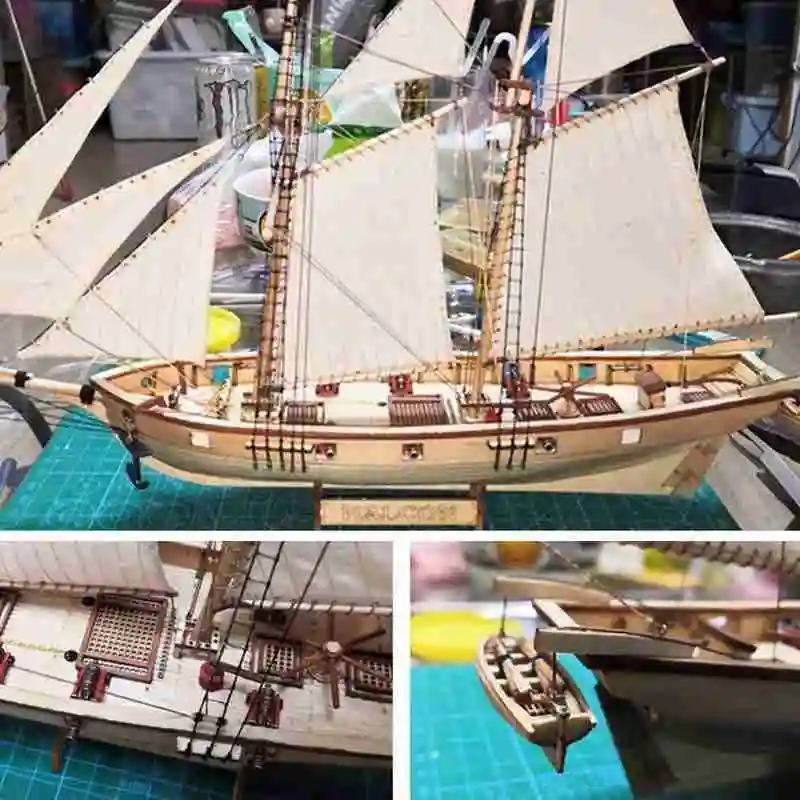 1 Komplekt Purjekas Mänguasjade Kokkupanek Hoone Komplektid Laeva Mudel WoodenSailing Mudel kokku pandud Puidust Kit DIY Puidust Käsitöö