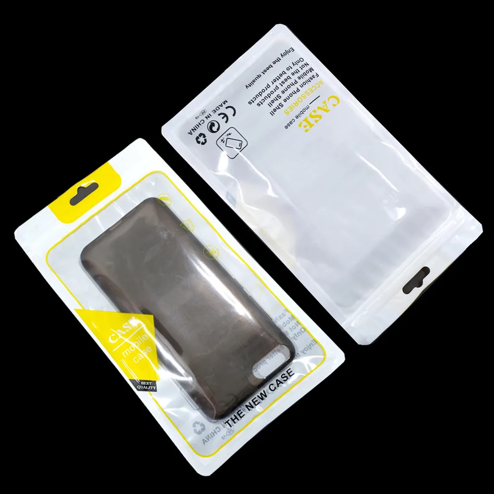100tk 5 Stiili 12x21cm Mobiiltelefoni Juhul Plastikust Lukuga Kott Riputada Augu Valge/Selge Korduvkasutatavad Ziplock Kott Telefoni Kest Paketi Kott