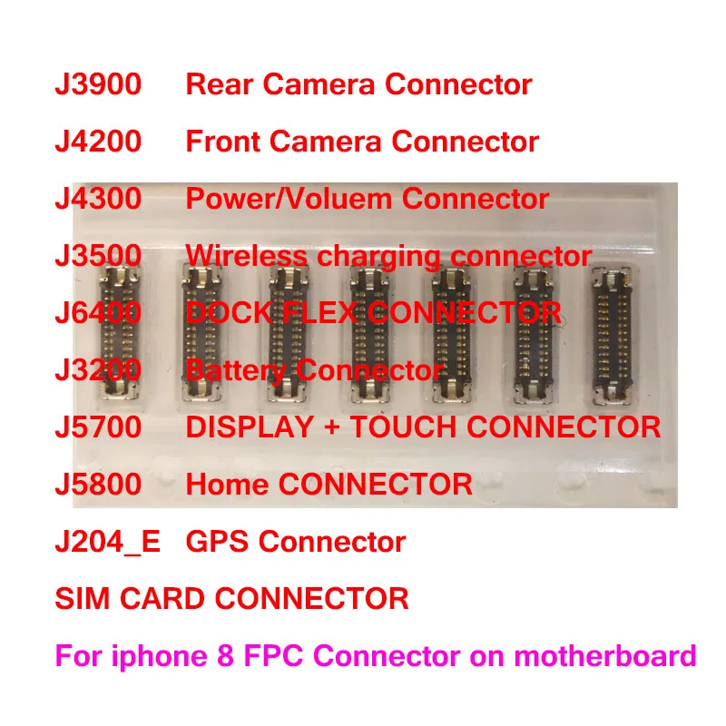 10tk/palju iPhone 8 i8 8G LCD/touch tagasi eesmine kaamera laadija dock home nuppu power GPS fpc connnector kohta motherboad