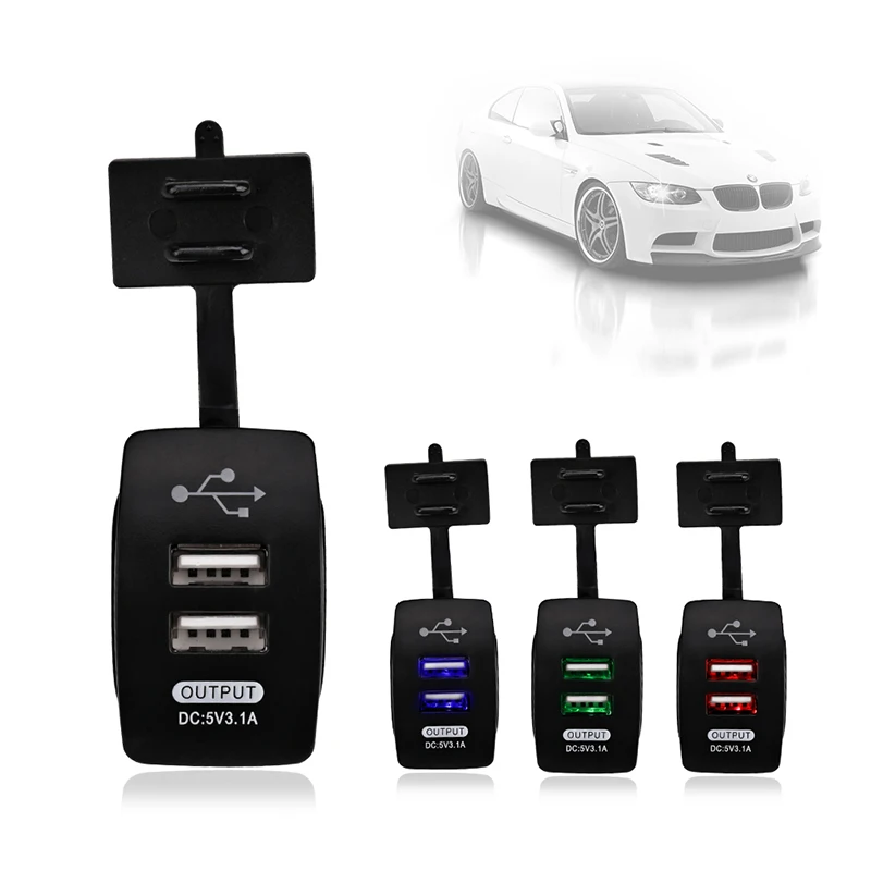 12-24V Dual USB autolaadija Rocker-Lüliti 5V 3.1 Universaalne Auto Mobiiltelefoni Laadija Auto ja Mootorratta elektriauto Paat