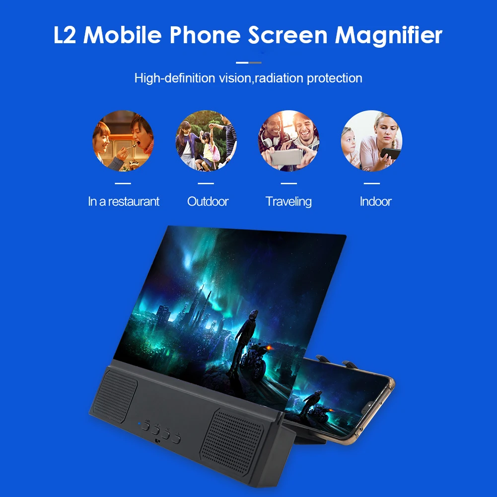 12 tolline Mobiiltelefoni Ekraani Võimendi L2 mobiiltelefoni Bluetooth Audio 3D Video Ekraani Luup Seista Bracket Omanik Projektor