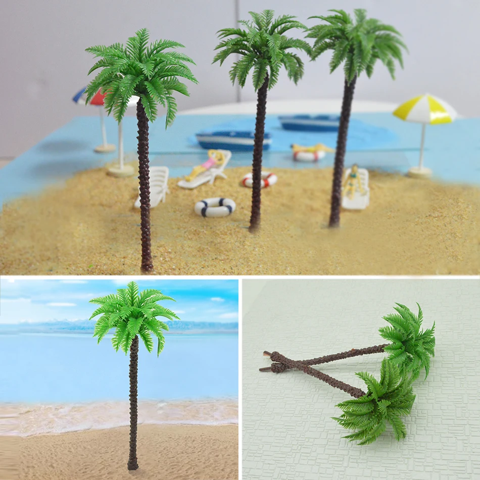 12cm Kääbus Mini Skaala Mudel Faux Palm Kookospähkli Puud, Maastik Maastik Liiva Tabelit Arquitectura Struktuuride Plastikust