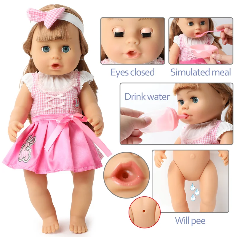 18 tolline uuestisündinud nukk on 46 cm DIY Bebe tõetruu vastsündinud beebi nukud mood Pikad juuksed veekindel silikoon Söötmine pudeli jaoks mänguasjad