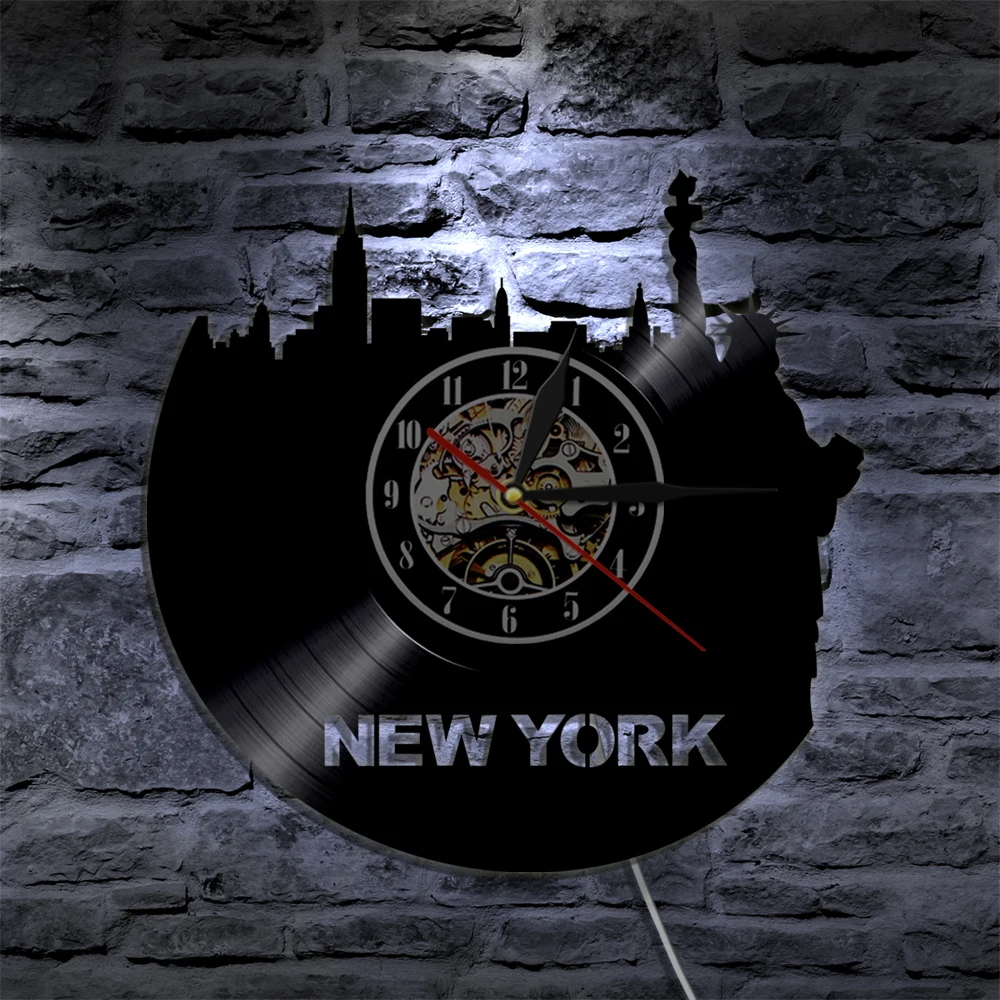 1Piece vabadussammas New Yorgis Kella Linnaruumi Skyline Vinüül Rekord Kella USA Patriot New York Reisi Suveniiri