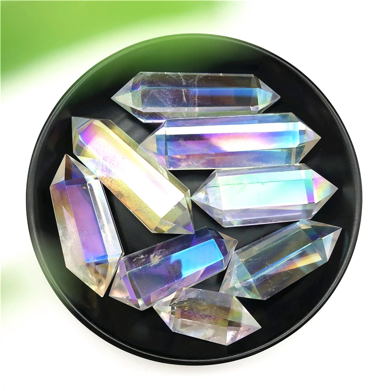 1TK Galvaniseeritud Aura Valge Kristall, Double Punkti Obelisk Crystal Võlukepp Tervendav Tower Looduslikud Kivid ja Mineraalid