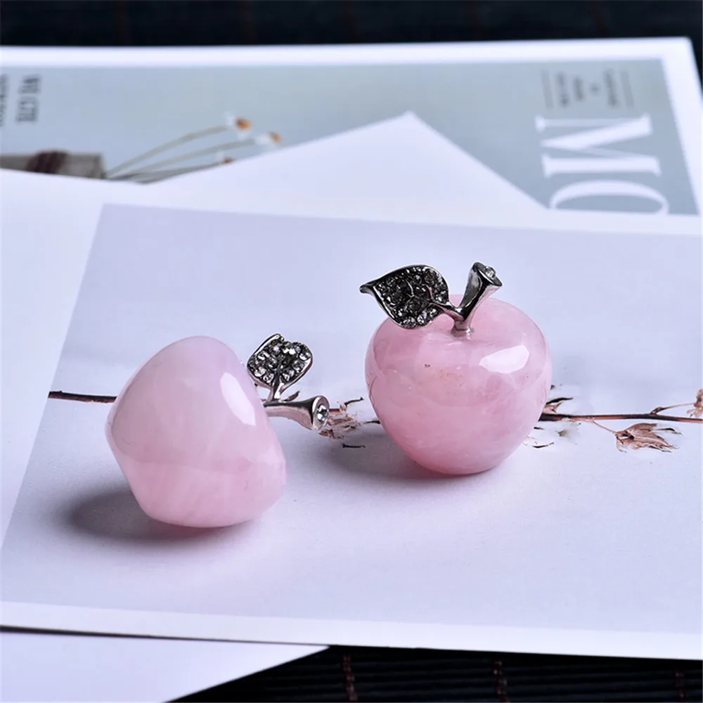 1TK looduslik kivi, kristall, roosa kvarts apple dekoratiivsed crystal kvarts naturaalne pärl kivi kaasaegse kodu kaunistamiseks Jõulud kingitus