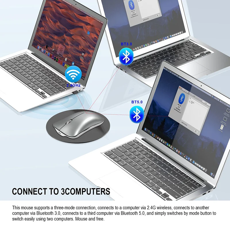 2.4 G Juhtmeta Bluetooth Hiir Vaikne 1600DPI Pro Gaming Mouse For Macbook Air Pro Lenovo Laetav Arvuti Hiirt Mängija