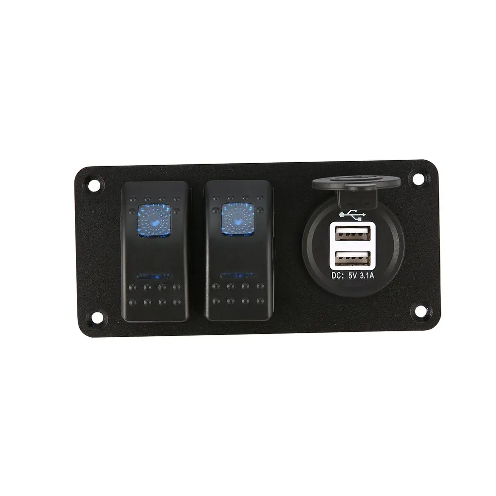 2 Gang Auto Marine Paadi 5 Pin LED-Rocker-Lüliti Paneel Kaitselüliti 3.1 Dual USB-Pordid Pesa Laadija Veekindel Circuit