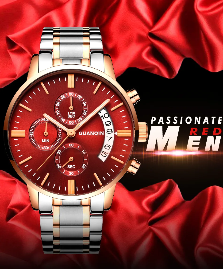 2020 Guanqin GS19053 Uus mood meeste vaata top brändi luksus suur dial quartz watch nahast veekindel sport vaadata