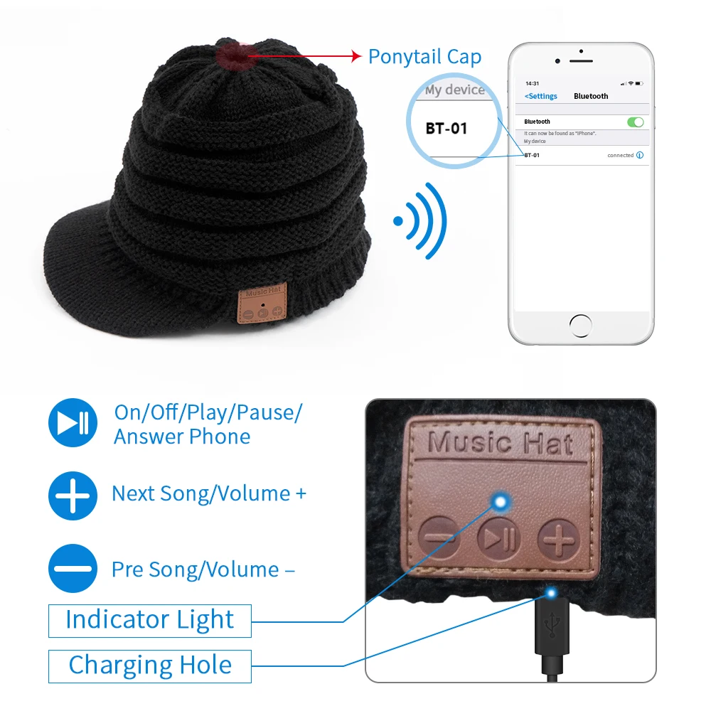 2020 Naiste Tüdruk Bluetooth Beanie Müts Koo Kõrvaklapid Peakomplekti, Traadita HD Stereo Kõrvaklapid Muusika Talvel Kork Väljas Jooksmine