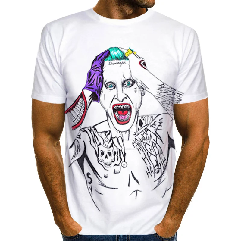 2020. aasta Suvel Kloun valge Joker 3D Trükitud T-Särk Meestele, Joker Nägu Juhuslik Mees tshirt Kloun Lühikesed Varrukad Naljakas T-Särgid TopsXXS-6XL