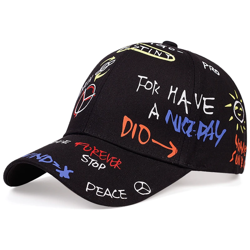 2020. aasta uus graffiti trükitud baseball cap mood väljas puuvill on hingav isa müts reguleeritav hip-hop spordi-vabaaja mütsid