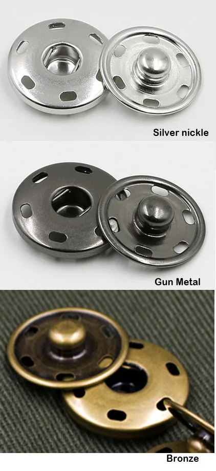 21 sets / palju SF-30mm 2 osa õmble haarab nupud metallist messing vajutage nuppu klambrid hõbe / must / pronks