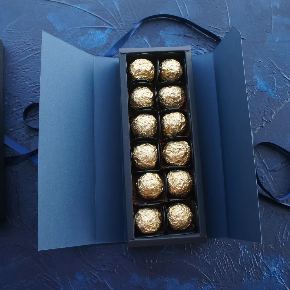 24*9*3.5 CM, 10 komplekti deep sapphire blue silver tähtkuju Šokolaadi Paberi Kasti valentine Jõulud Sünnipäeva Kingituste Pakkimine