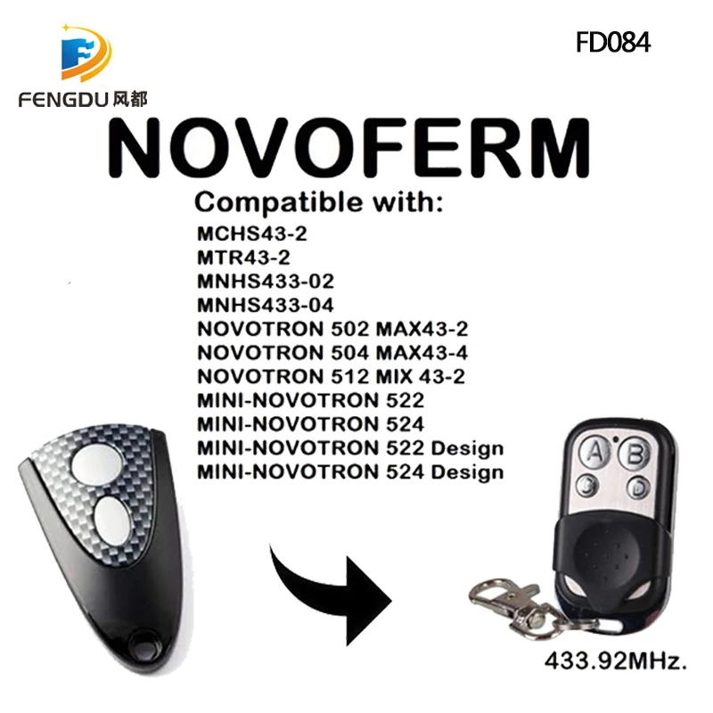 2TK Novoferm Micro Novotron 512 Disain garaaž remote 433.92 MHz jooksva kood Novoferm garaaž käsk pihuarvutite saatja