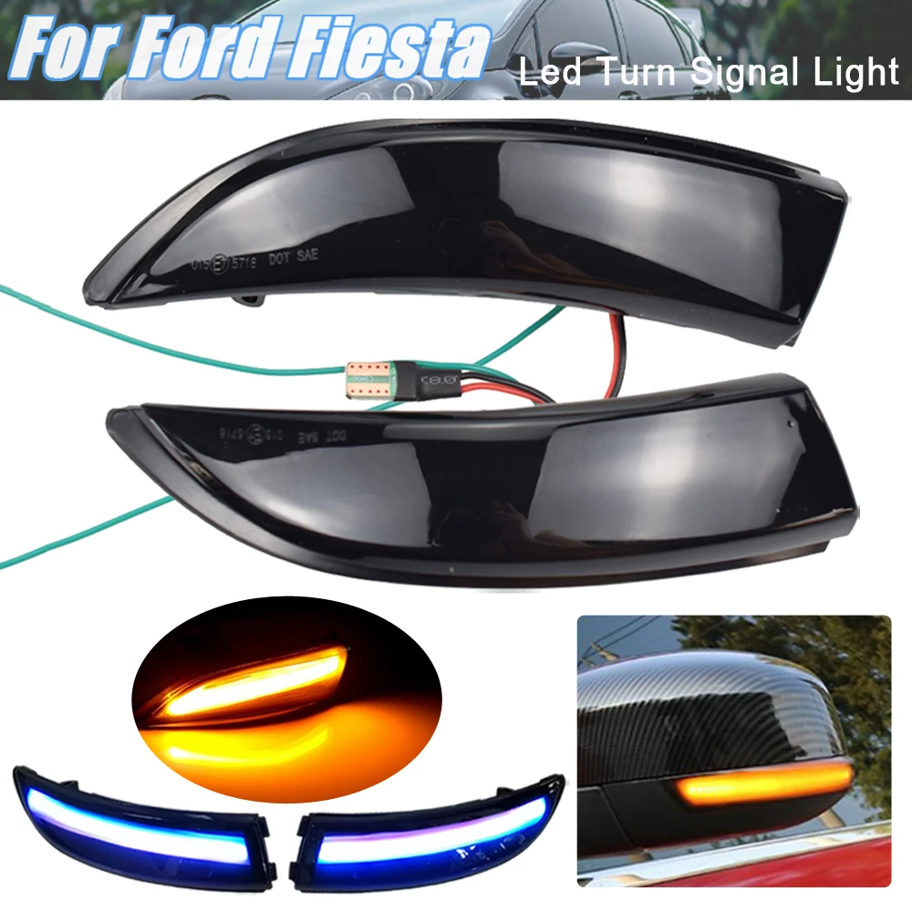 2xFlowing suunatuli Bicolor LED Valgus Ford Fiesta 2008-2017 B-Max 2008-2017 Pool Rearview Mirror Dünaamiline Näitaja Blinker