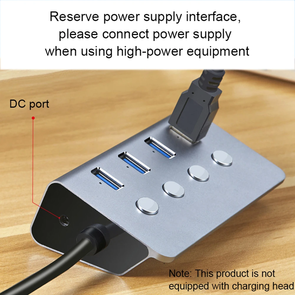 3.0 USB-4-Port-High-Speed HUB, Alumiinium Sõltumatu Lüliti Nuppu Hub-Arvuti Splitter Laiendamine Dokk