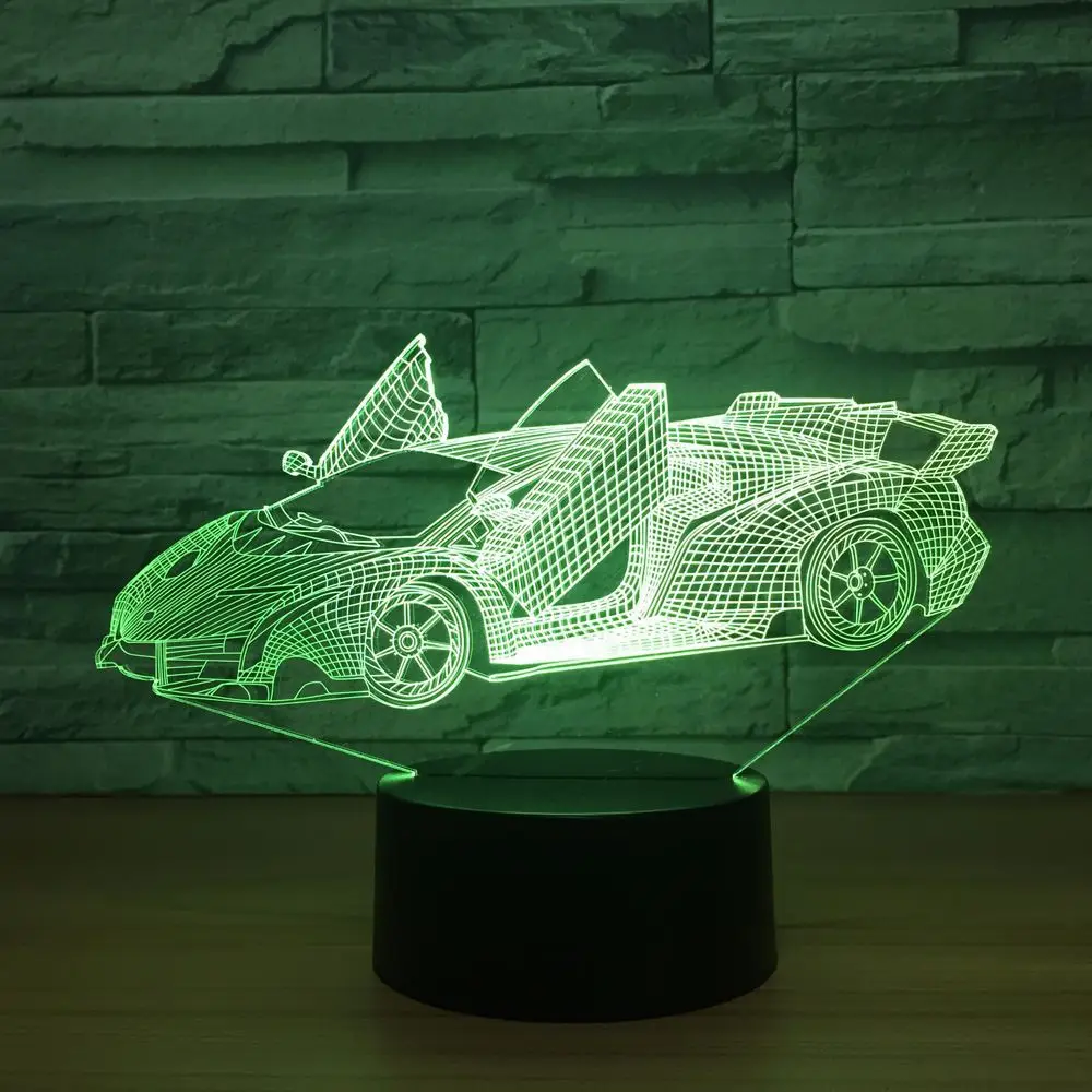 3D Super Auto Töötab Akrüül Lambi 7 Värvi muutumine Öö Valguses Baby Kingitused LED USB laualamp Atmosfääri Decor suveniiride remote
