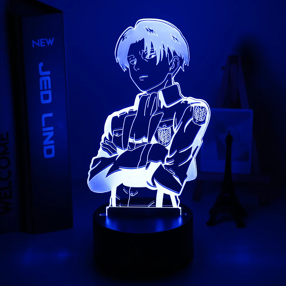 3d Lamp Rünnak Titan Mikasa Ackerman Joonis Lapsed Nightlight Tuba Teenetemärgi Värvi muuta Led Night Light Anime Kingitus