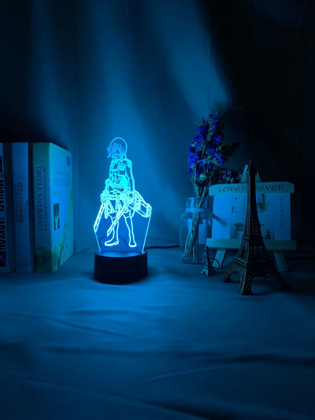 3d Öö Valguses Rünnak Titan Mikasa Ackerman Joonis Tüdruk Nightlight jaoks Dorm Tuba Decor Light Led Usb Aku Lamp Ürituse Auhinna