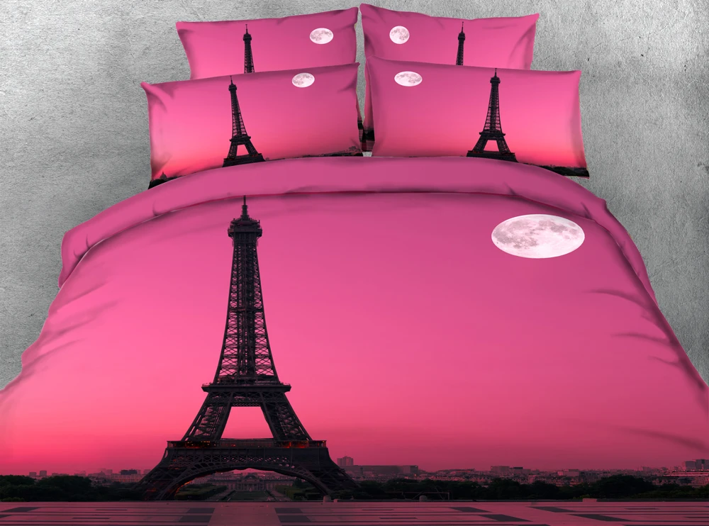 3tk täiskasvanud voodipesu komplekt roosa pariisi tekikott ühe suuruse lehed kuninganna super king size voodi hõlmab linna voodi, voodipesu kodutekstiilid