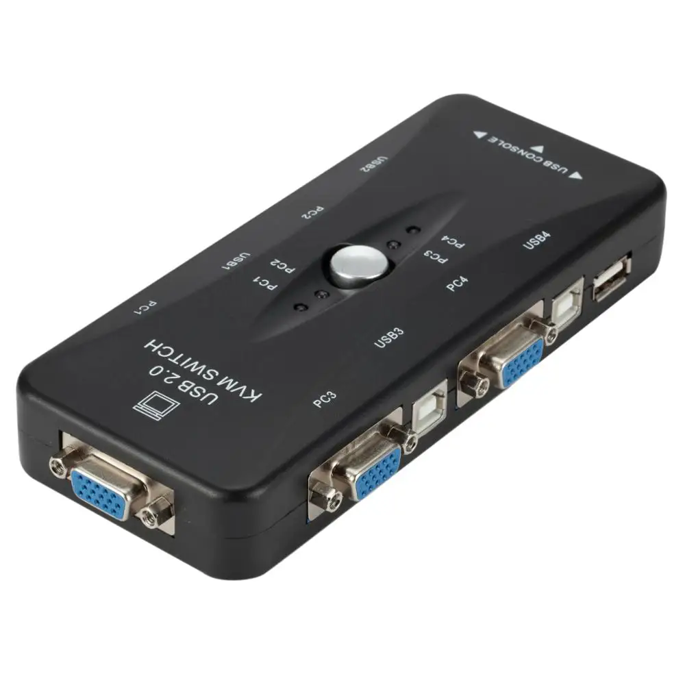 4 Port USB2.0 KVM Switch Box Hiirt, Klaviatuuri, Printerit Jagada Vahetaja 200MHz 1920x1440 VGA Monitori Lüliti Kasti Adapter
