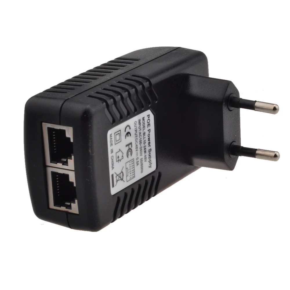 48V POE injector Ethernet CCTV toiteplokk 0.5 A 24W,POE pin4/5(+),7/8(-) kooskõlas IEEE802.3af IP kaamera IP-Telefonid