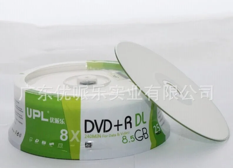 50 ketast Vähem kui 0,3% Vv Määr UPL A+ 8.5 GB Tühi Printable DVD+R DL Plaat