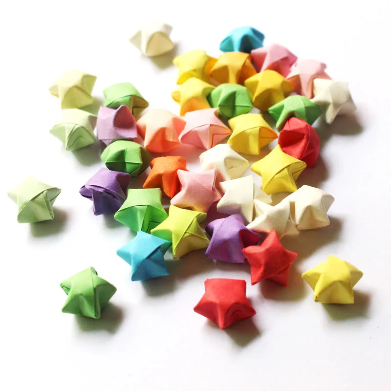 500pcs DIY Käsitsi valmistatud Paber Star Lucky helendav Origami star Sünnipäeva Pulm Teenetemärgid Valentines Kingitus Kaasamine Decor