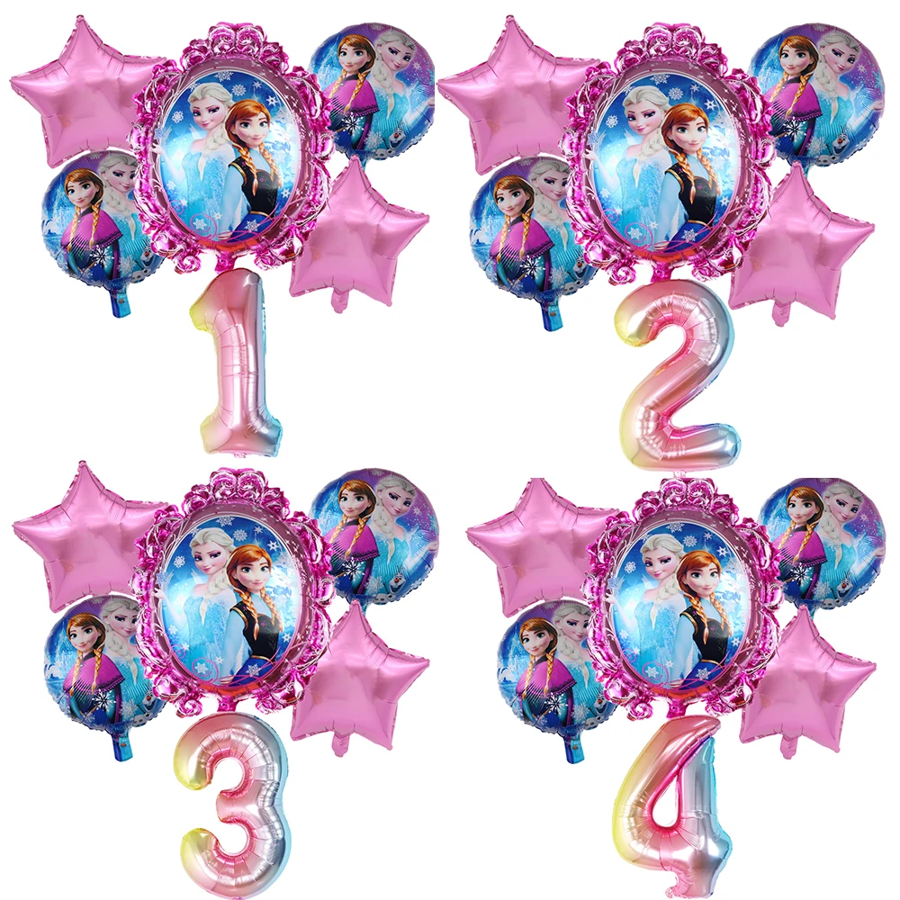 6tk Disney Külmutatud Printsess Elsa Heelium Õhupallid, 32inch Number Baby Shower Isikule Teenetemärgi Õhupallid Kids Sünnipäeva Õhu Globos