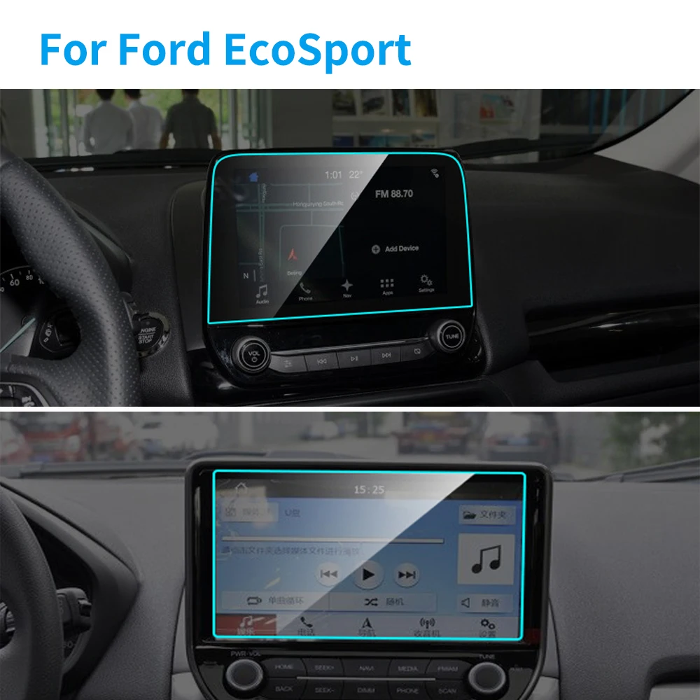 8 9 Tolline Ford EcoSport TPÜ Auto GPS Navigatsioon Ekraan Kaitsja Terasest kaitsekile Autod Auto Interjööri Aksessuaarid