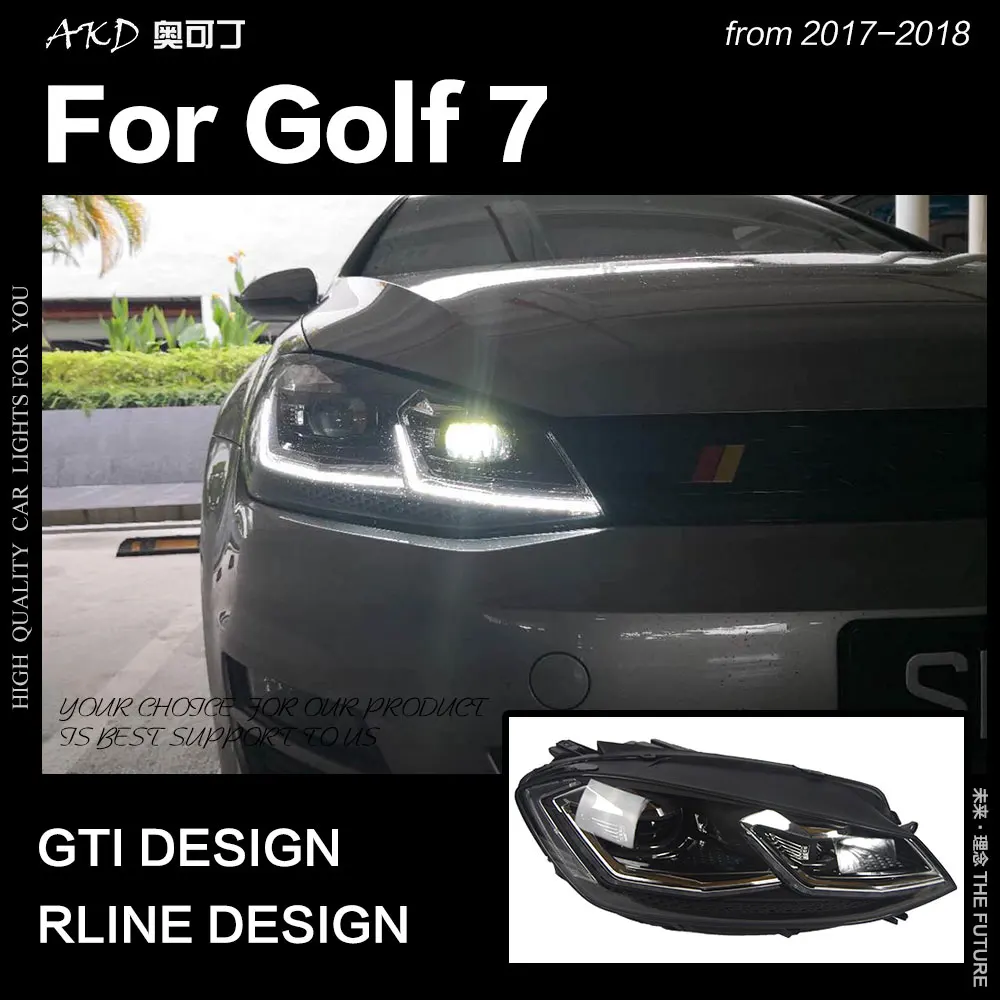 AKD Auto Stiil VW Golf 7 MK7 LED Vilkur Golf7.5 R-LINE Disainiga PÄEVATULED Hid Dünaamiline Signaali Pea Lamp, Bi Xenon Lähituled Tarvikud