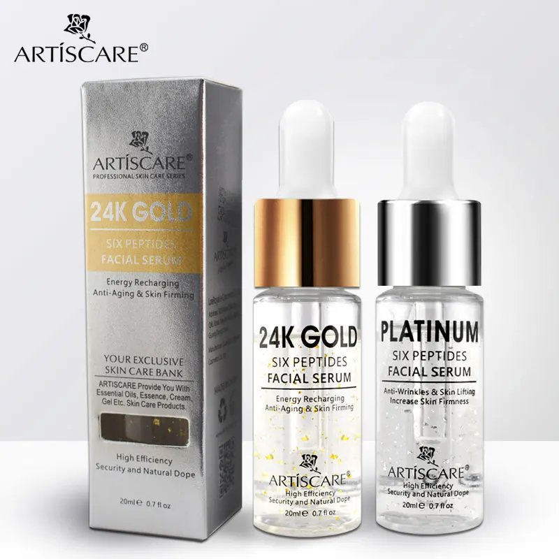 ARTISCARE Platinum + 24k Kuld Kuus Peptiidid Seerum Näole hüaluroonhape Näo Seerum Valgendamine ja Anti-Wrinkle Skin Care 2TK