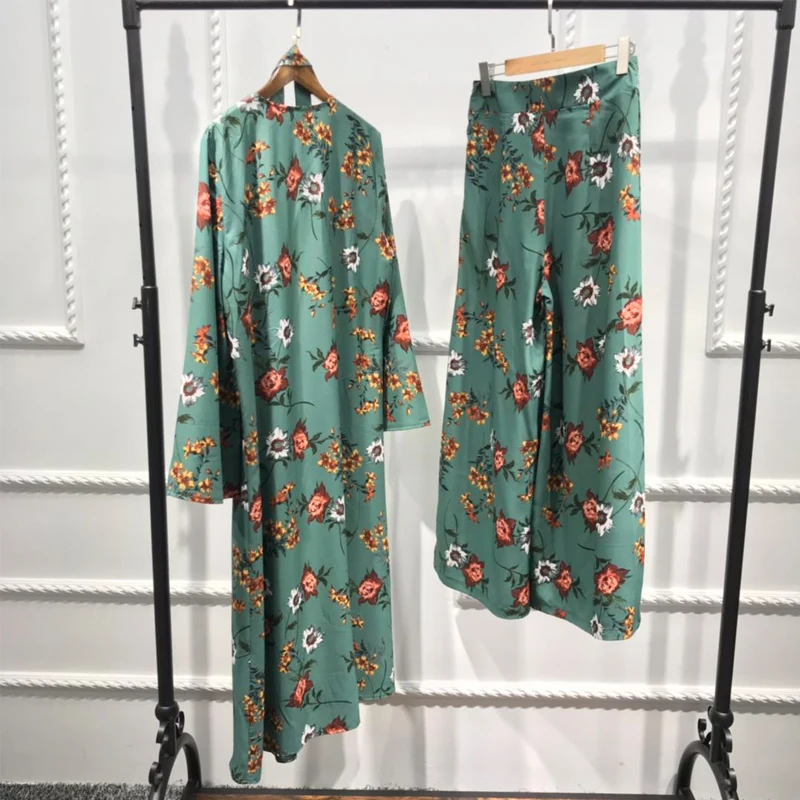 Abaya Kimono Komplekt Seal Kaftan Rüü Dubai Islami Moslemi Naine Hijab Kleit Kauhtana Marocain Ramadan Katar, Omaan Türgi Islami Riided