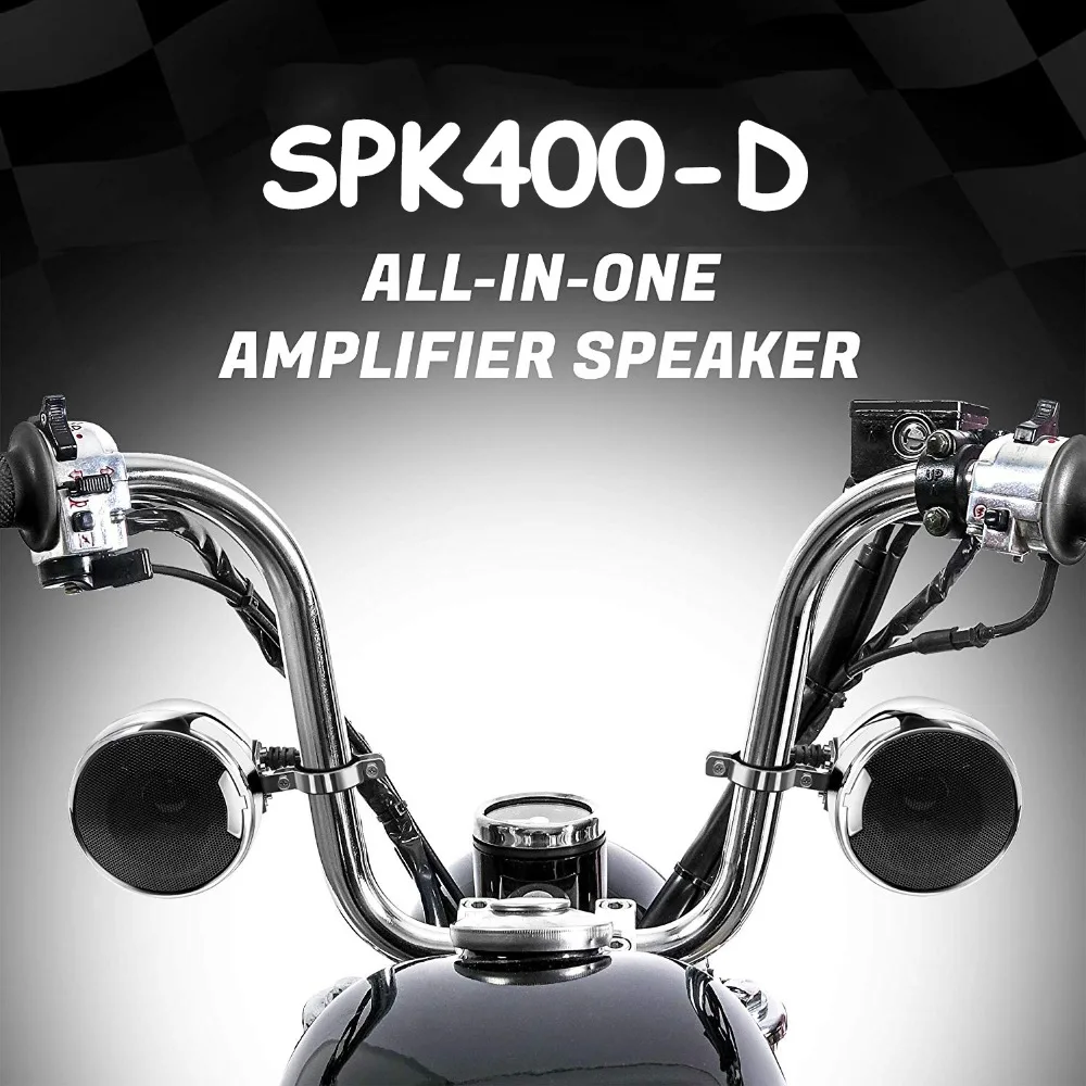 Aileap SPK400-D 2 Kanalit 4.5 Tolli Mootorratta Bluetooth-Kõlarid, 600W Võimendi Stereo Audio Süsteem Toetab MP3 AUX - Kroom