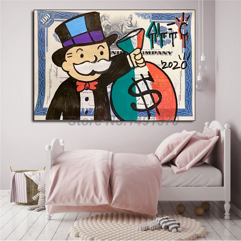 Alec Monopolide Mees Raha 2020 Plakat Maali Lõuendile Magamistoas Seina Art Teenetemärgi Pilte Home Decor