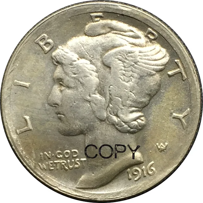 Ameerika Ühendriigid 1916 D Elavhõbe Dimes 90% Hõbe Müntide Koopiad