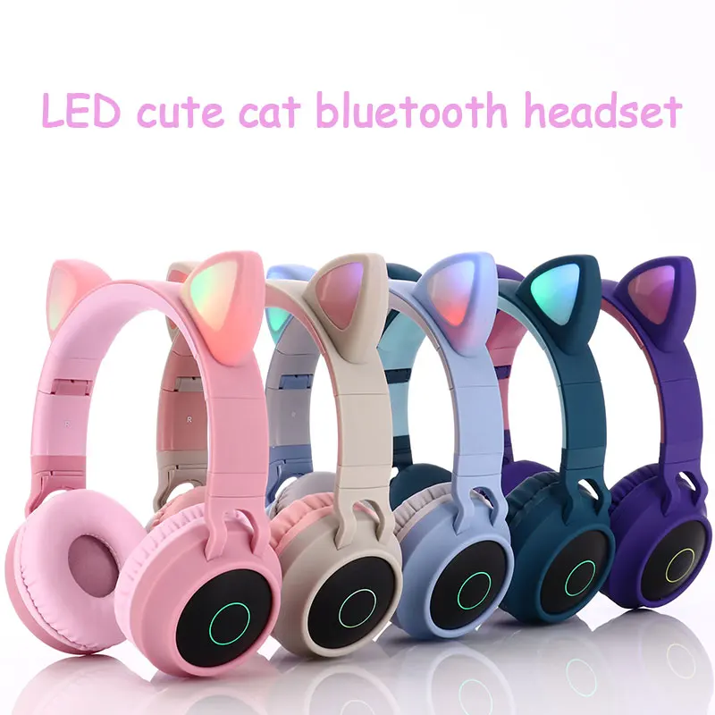 Armas LED Kass Kõrva Bluetooth Kõrvaklappide kokkupandav Cosplay kass roosa peakomplekt Gaming Headset muusika-peakomplekt Koos Mikrofoniga