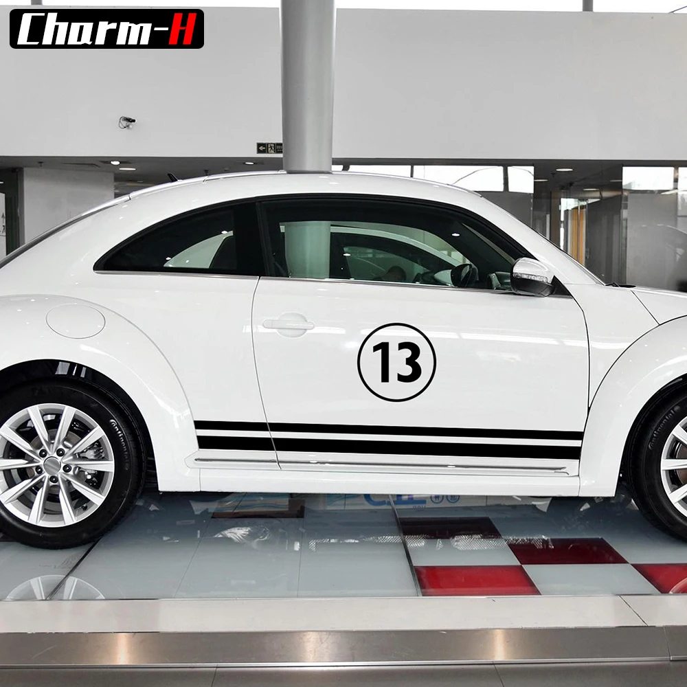 Auto Stiil Komplekti Kapuuts Katuse Serval Dual Triibud Keha Vinüül Decal Volkswagen Beetle 2011-Esitada Kleebised Tarvikud